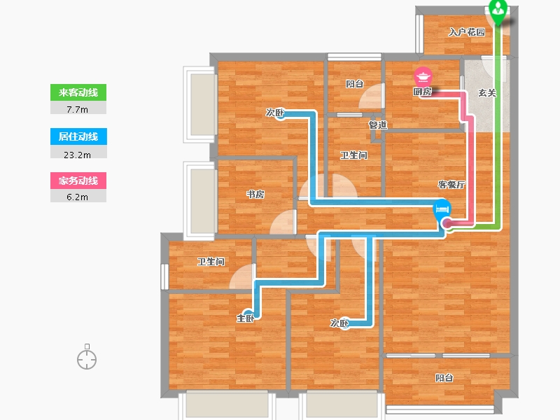 广东省-广州市-路劲天隽峰11栋126m²-100.80-户型库-动静线