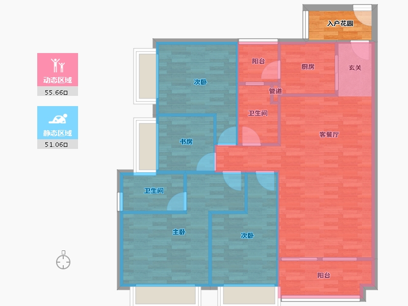 广东省-广州市-路劲天隽峰11栋126m²-100.80-户型库-动静分区