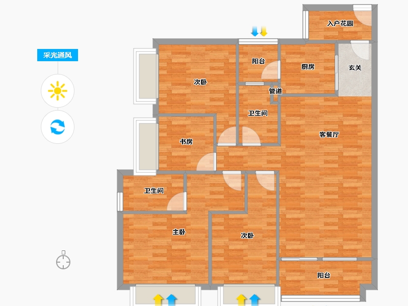 广东省-广州市-路劲天隽峰11栋126m²-100.80-户型库-采光通风