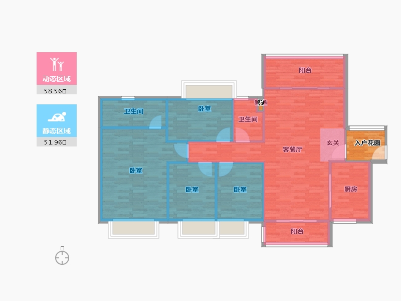 广东省-广州市-路劲天隽峰11栋131m²-104.80-户型库-动静分区