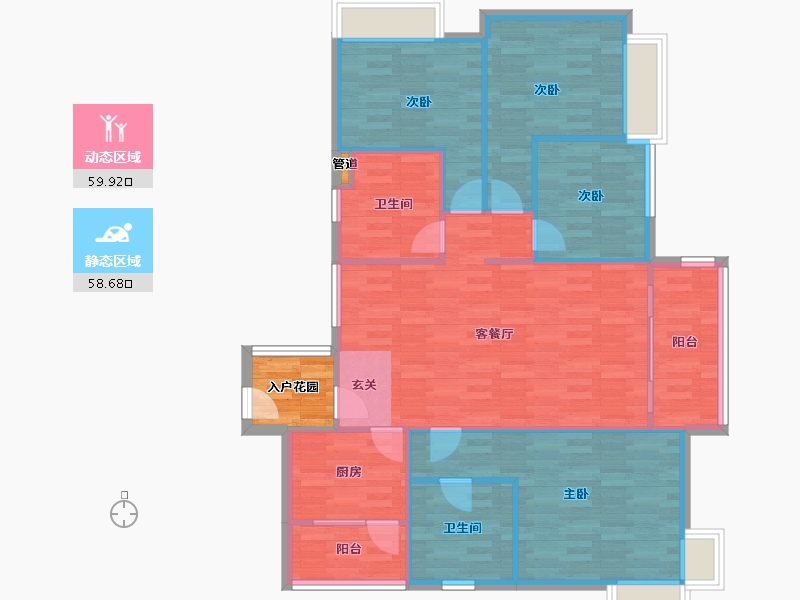 广东省-广州市-路劲天隽峰11栋140m²-112.49-户型库-动静分区