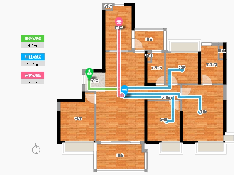 广东省-广州市-路劲天隽峰18栋144m²-104.88-户型库-动静线