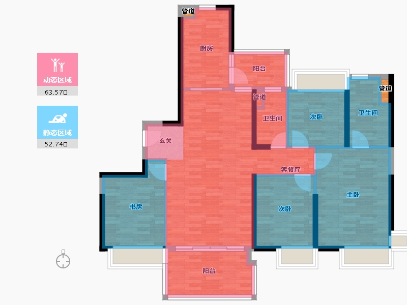 广东省-广州市-路劲天隽峰18栋144m²-104.88-户型库-动静分区