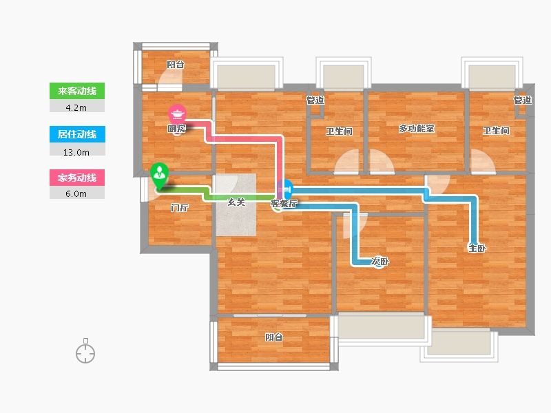 广东省-广州市-自由人花园七期5号楼,七期6号楼,七期8号楼,七期9号楼109m²-85.60-户型库-动静线