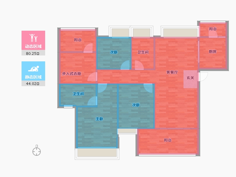 广东省-广州市-自由人花园五六期29号楼146m²-113.63-户型库-动静分区