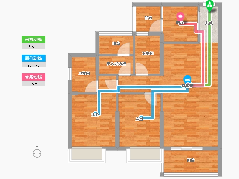 广东省-广州市-自由人花园五六期108m²-78.39-户型库-动静线