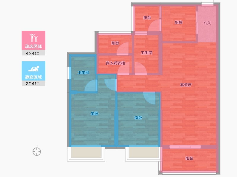 广东省-广州市-自由人花园五六期108m²-78.39-户型库-动静分区