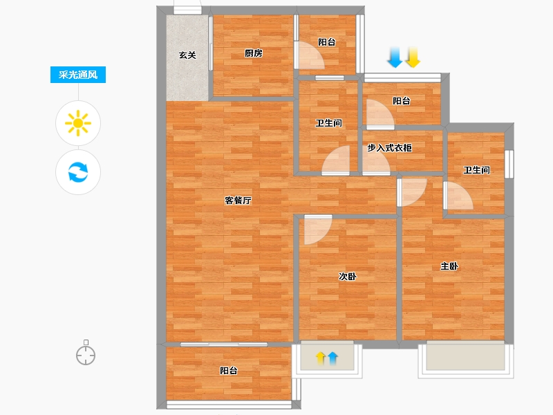 广东省-广州市-自由人花园五六期1号楼,五六期2号楼,五六期3号楼,五六期4号楼,五六期5号楼,-79.88-户型库-采光通风