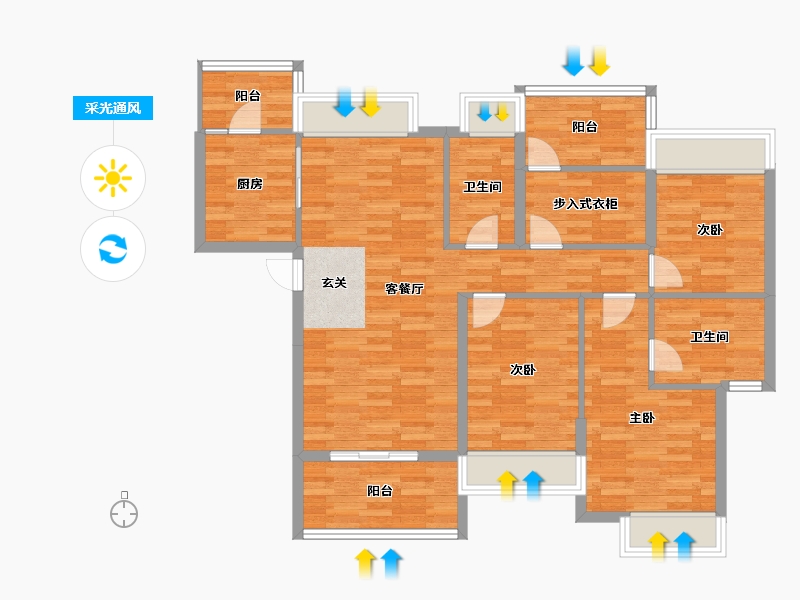 广东省-广州市-自由人花园五六期7号楼138m²-101.10-户型库-采光通风