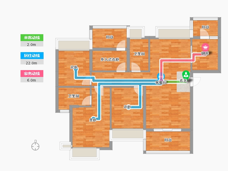 广东省-广州市-自由人花园五六期7号楼138m²-100.73-户型库-动静线