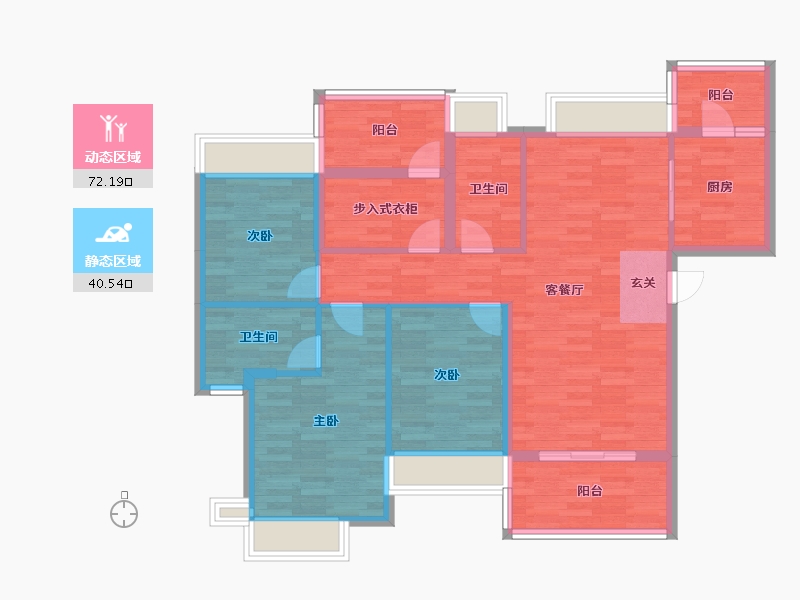 广东省-广州市-自由人花园五六期7号楼138m²-100.73-户型库-动静分区