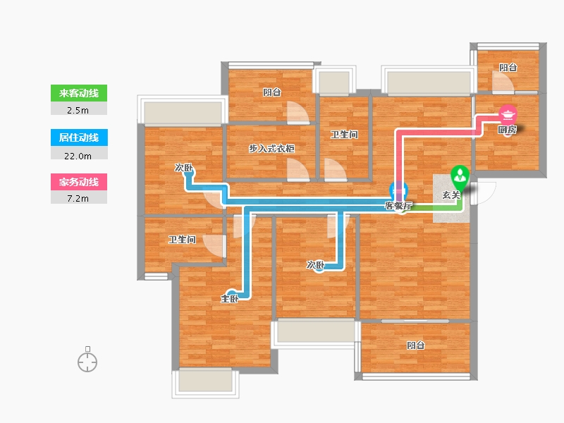 广东省-广州市-自由人花园五六期5号楼,五六期6号楼139m²-102.54-户型库-动静线