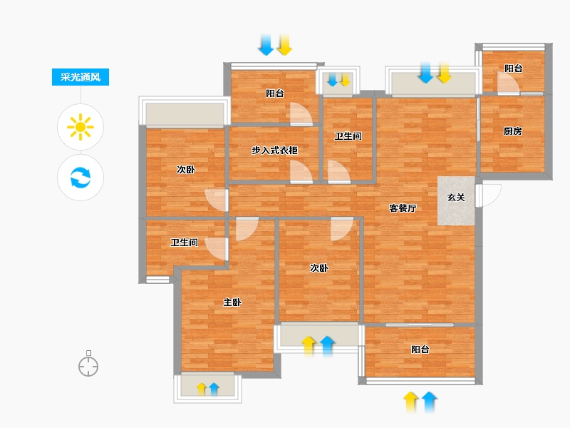 广东省-广州市-自由人花园五六期5号楼,五六期6号楼139m²-102.54-户型库-采光通风