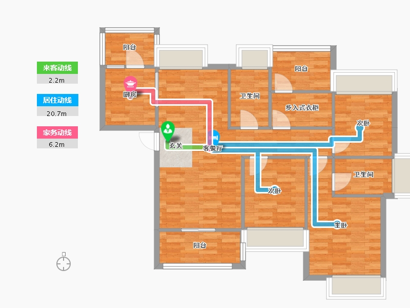 广东省-广州市-自由人花园五六期1号楼121m²-88.04-户型库-动静线