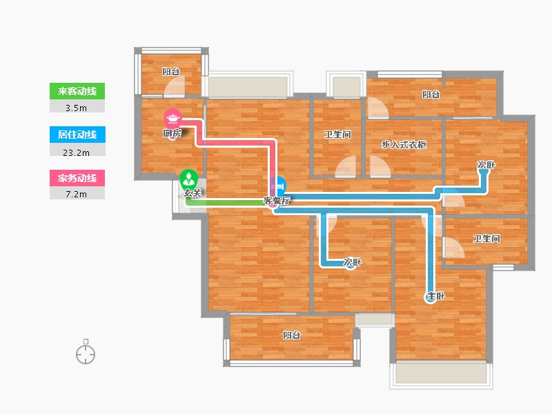 广东省-广州市-自由人花园五六期25号楼149m²-117.97-户型库-动静线