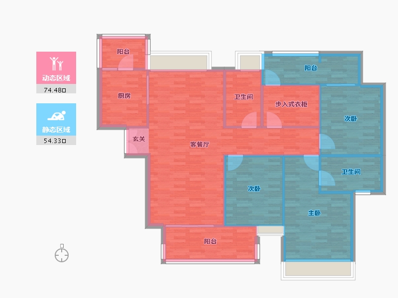 广东省-广州市-自由人花园五六期25号楼149m²-117.97-户型库-动静分区