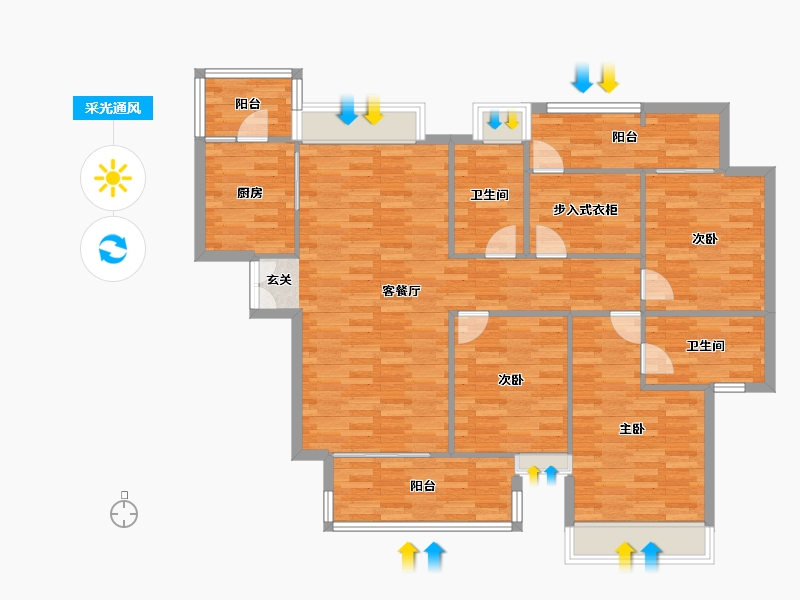 广东省-广州市-自由人花园五六期25号楼149m²-117.97-户型库-采光通风