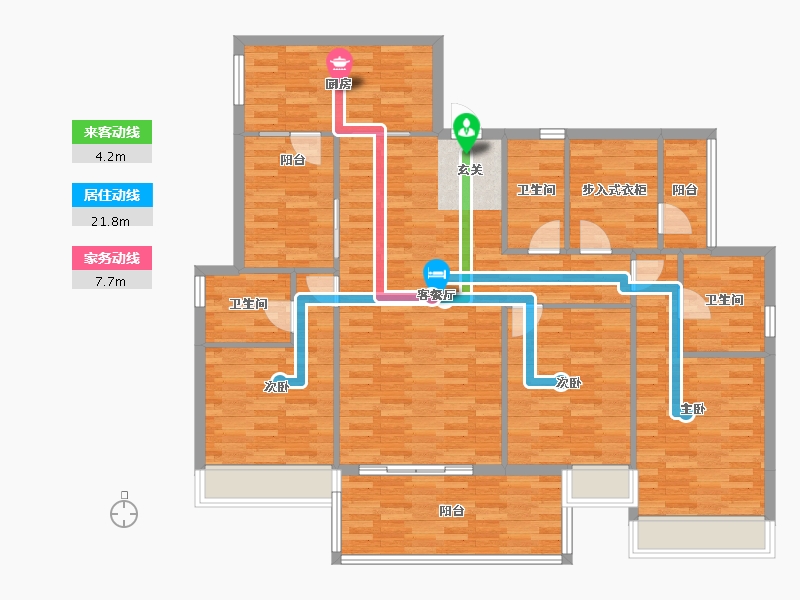 广东省-广州市-自由人花园五六期25号楼173m²-135.65-户型库-动静线