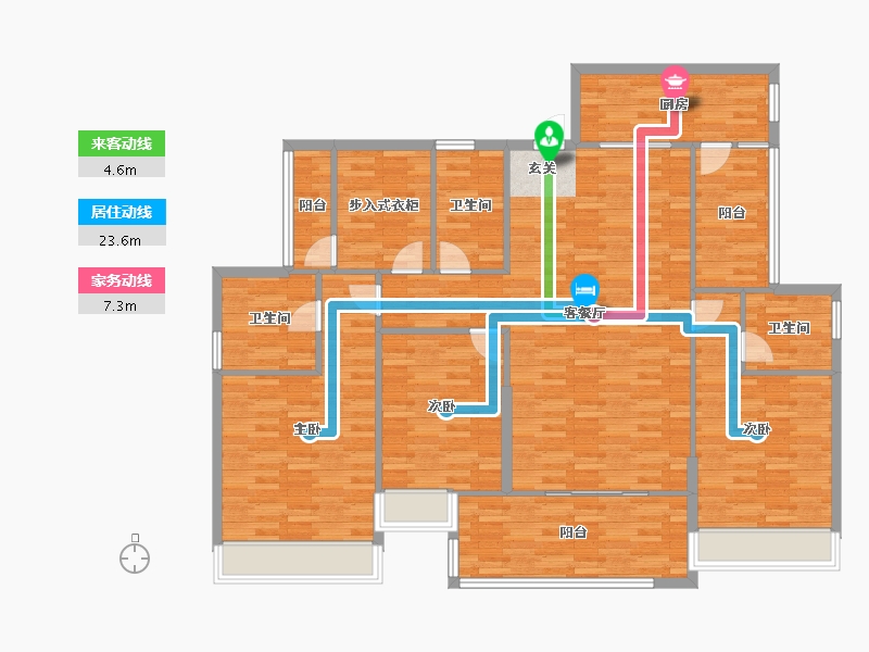 广东省-广州市-自由人花园五六期27号楼184m²-147.72-户型库-动静线