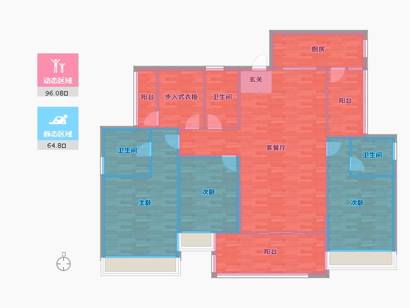 广东省-广州市-自由人花园五六期27号楼184m²-147.72-户型库-动静分区