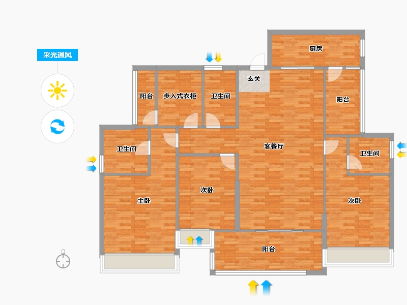 广东省-广州市-自由人花园五六期27号楼184m²-147.72-户型库-采光通风