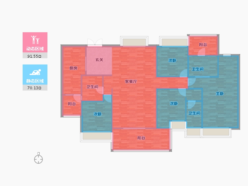 广东省-广州市-自由人花园五六期21号楼,五六期22号楼193m²-148.88-户型库-动静分区