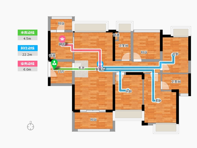 广东省-广州市-自由人花园七期1号楼,七期3号楼134m²-102.27-户型库-动静线