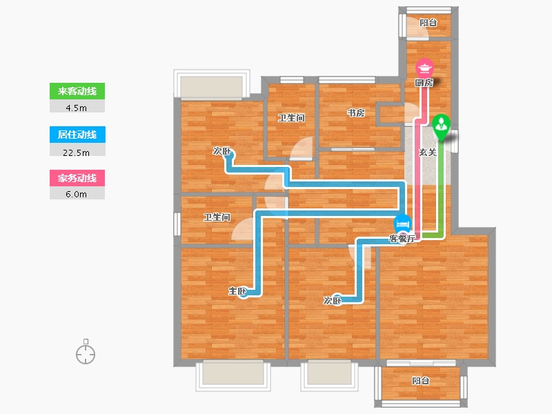 广东省-广州市-花都颐和山庄悦湖居M1栋122m²-97.02-户型库-动静线