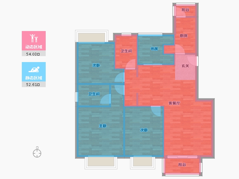 广东省-广州市-花都颐和山庄悦湖居M1栋122m²-97.02-户型库-动静分区