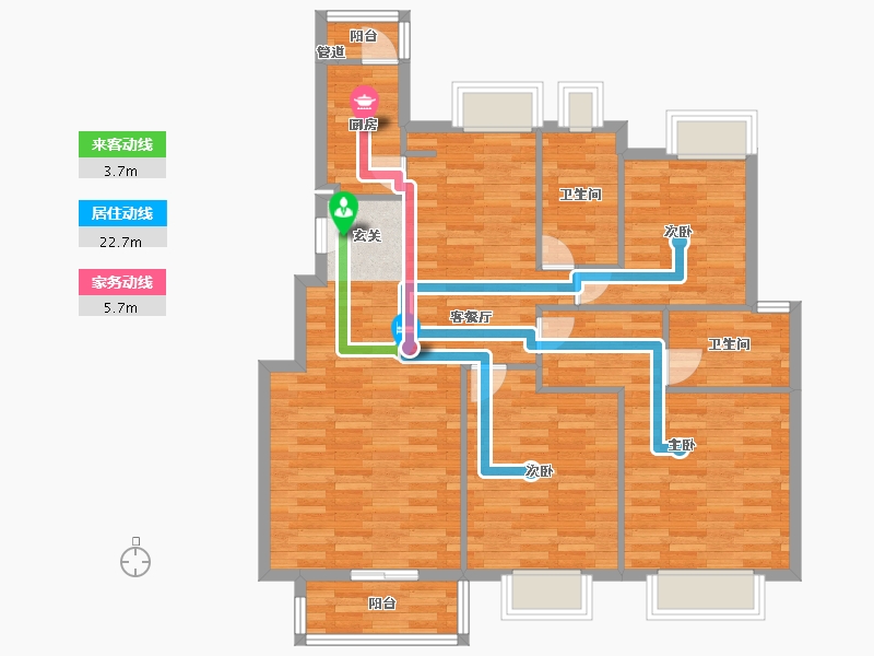 广东省-广州市-花都颐和山庄悦湖居M1栋126m²-101.85-户型库-动静线