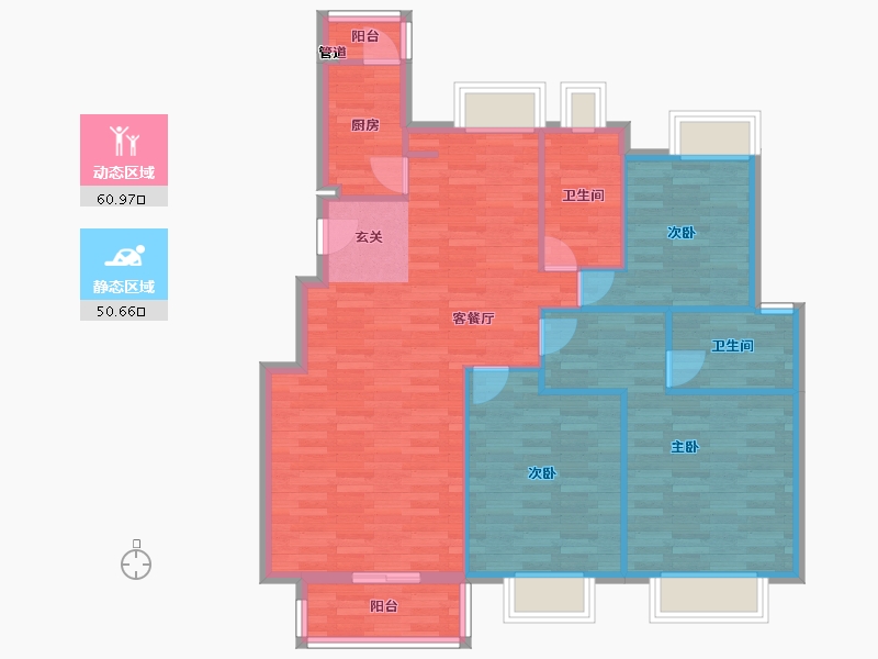 广东省-广州市-花都颐和山庄悦湖居M1栋126m²-101.85-户型库-动静分区