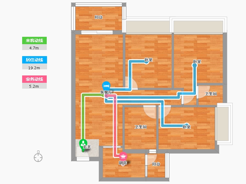 广东省-广州市-碧桂园泊岸2栋90m²-73.14-户型库-动静线