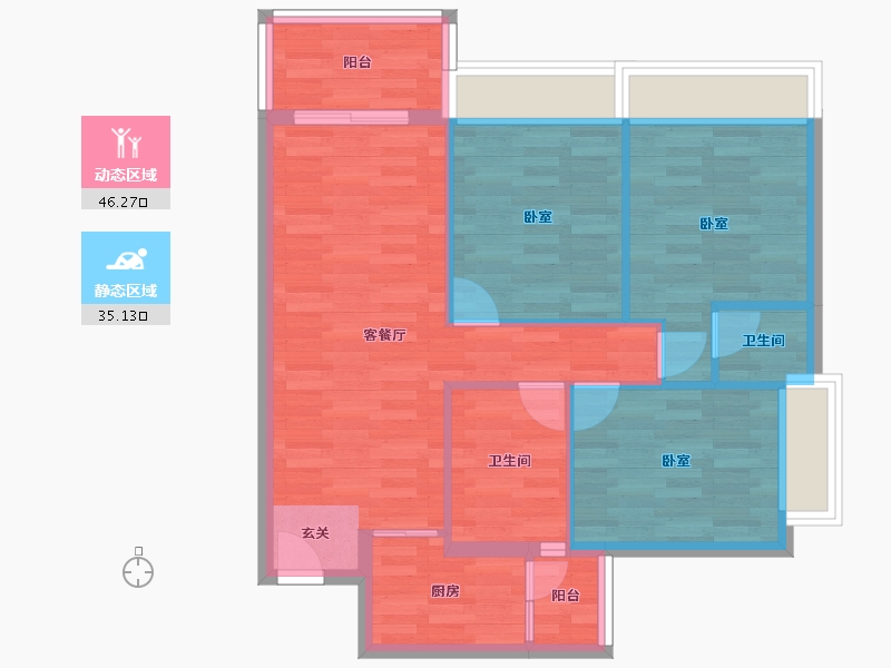 广东省-广州市-碧桂园泊岸2栋90m²-73.14-户型库-动静分区