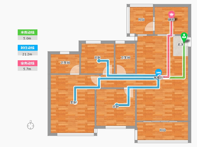 广东省-广州市-祈福黄金海岸22栋,23栋123m²-97.26-户型库-动静线