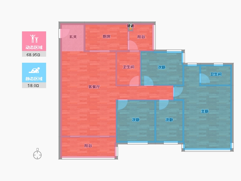 广东省-广州市-祈福黄金海岸22栋,23栋151m²-116.73-户型库-动静分区