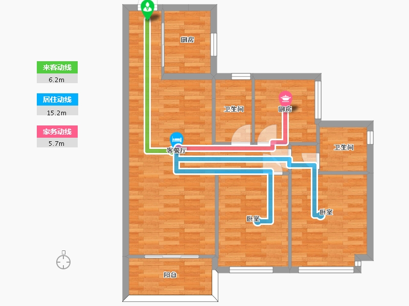 广东省-广州市-碧桂园云顶6号楼,2号楼,1号楼96m-76.85-户型库-动静线