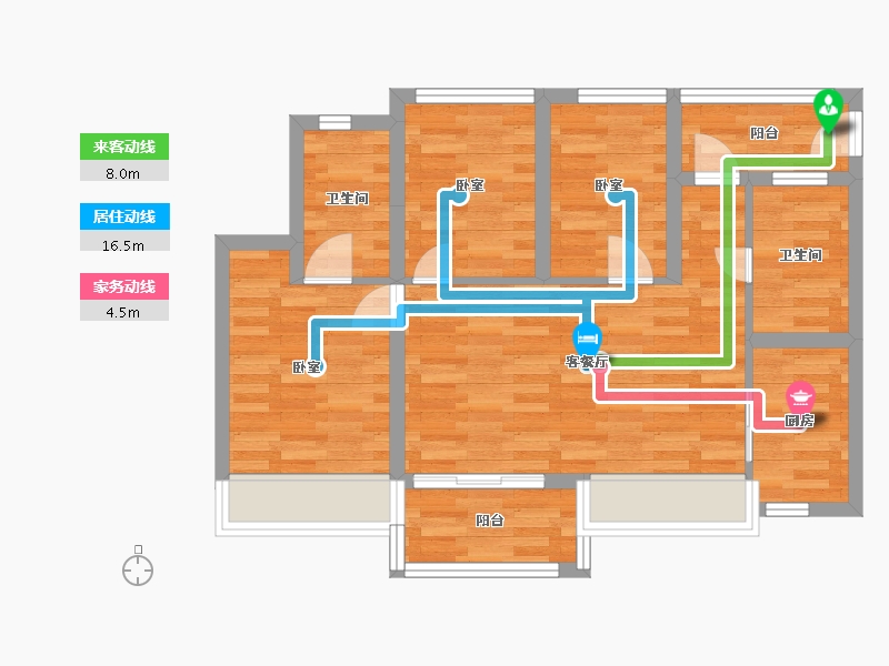 广东省-广州市-万科金色里程1栋,2栋,3栋,4栋,5栋,6栋83m²-67.26-户型库-动静线