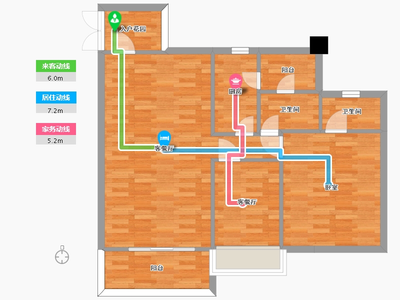 广东省-广州市-东方名都26栋91m²-73.33-户型库-动静线