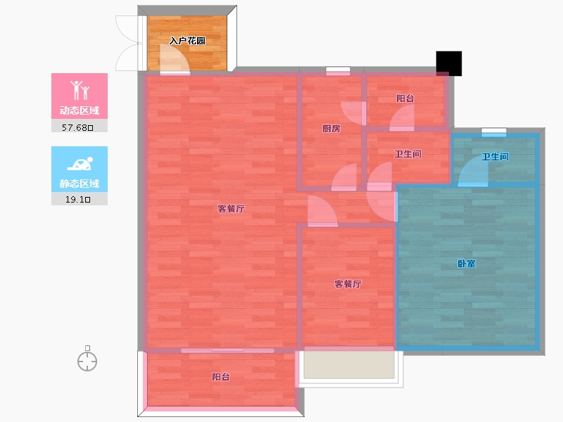 广东省-广州市-东方名都26栋91m²-73.33-户型库-动静分区