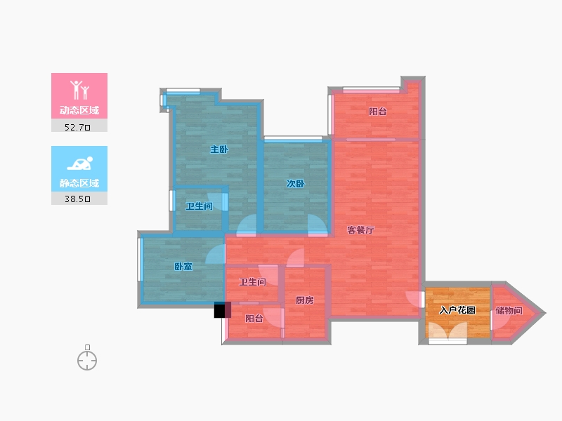 广东省-广州市-东方名都25栋108m²-85.61-户型库-动静分区