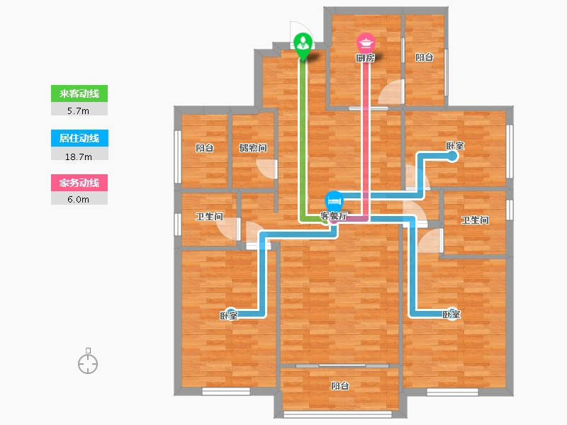 广东省-广州市-碧桂园云顶5号楼128m²-103.14-户型库-动静线