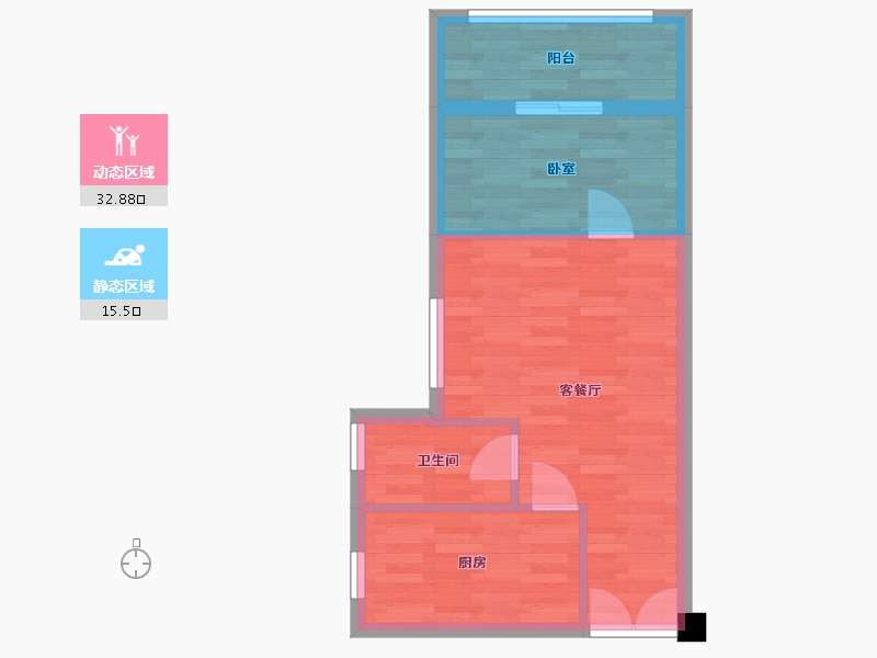 广东省-广州市-东方名都23栋54m²-43.20-户型库-动静分区