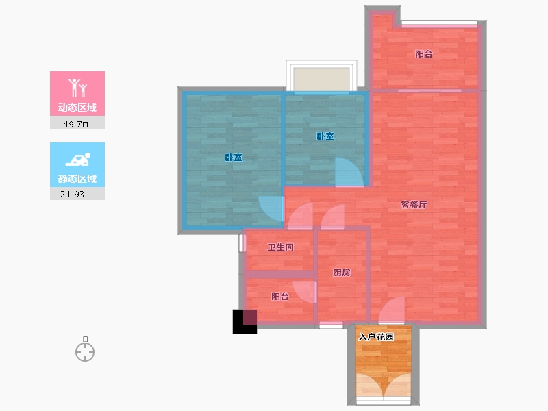 广东省-广州市-东方名都25栋86m²-68.80-户型库-动静分区