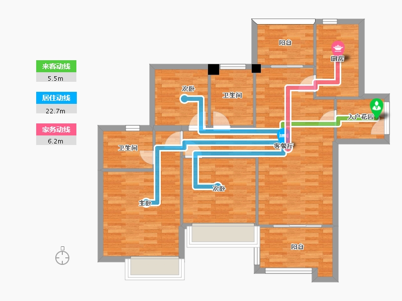 广东省-广州市-东方名都26栋113m²-90.89-户型库-动静线