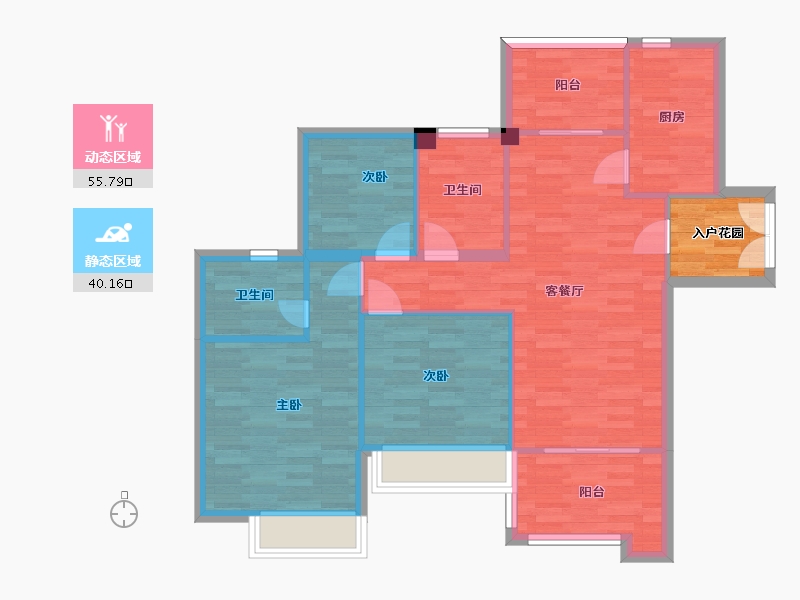 广东省-广州市-东方名都26栋113m²-90.89-户型库-动静分区