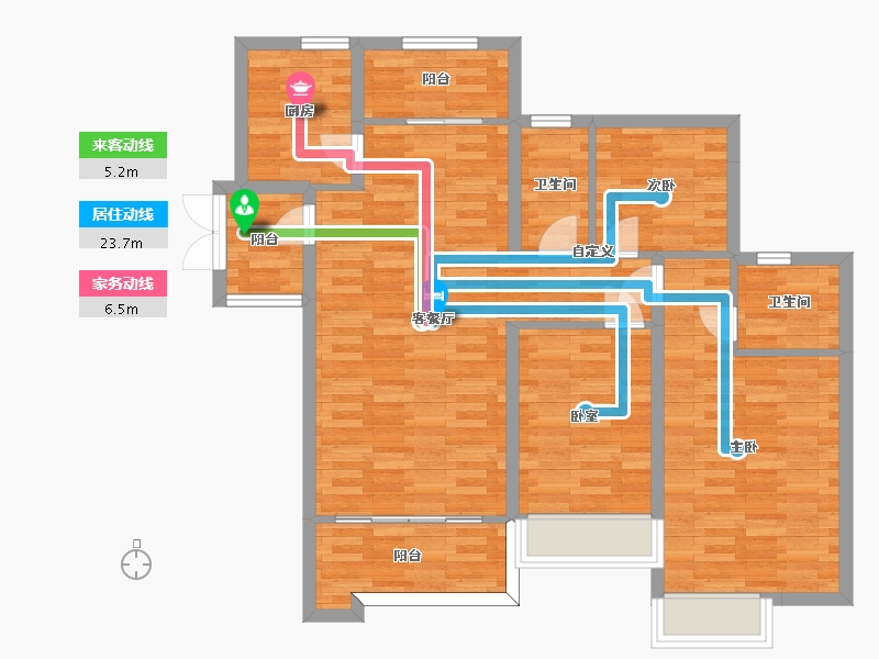 广东省-广州市-东方名都25栋115m²-92.96-户型库-动静线