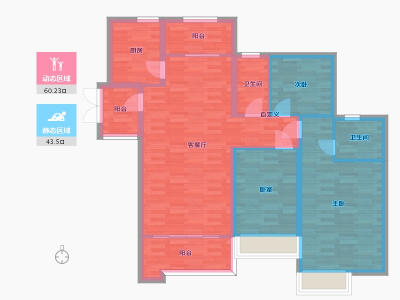 广东省-广州市-东方名都25栋115m²-92.96-户型库-动静分区