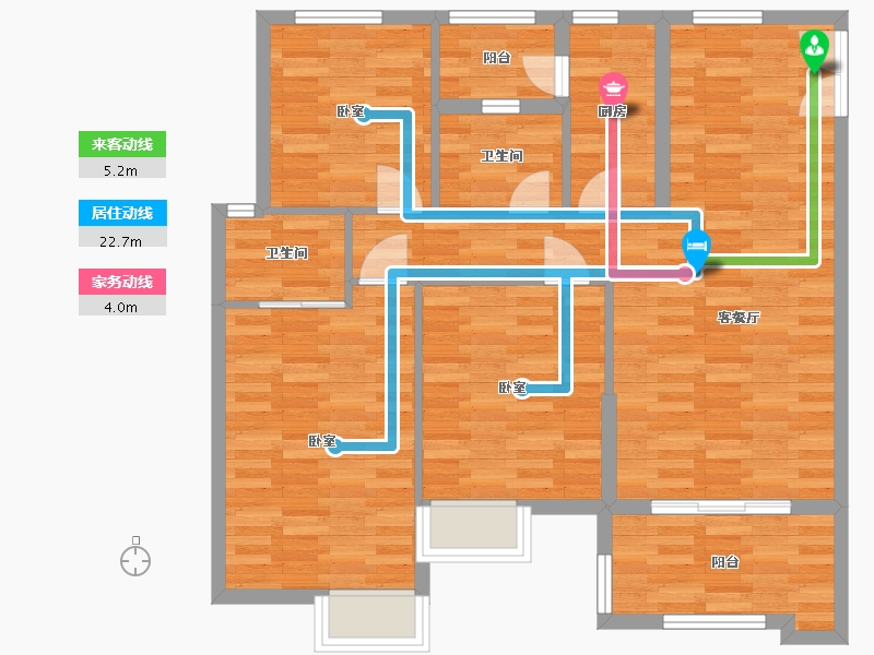 广东省-广州市-东方名都21栋,23栋,25栋116m²-93.17-户型库-动静线