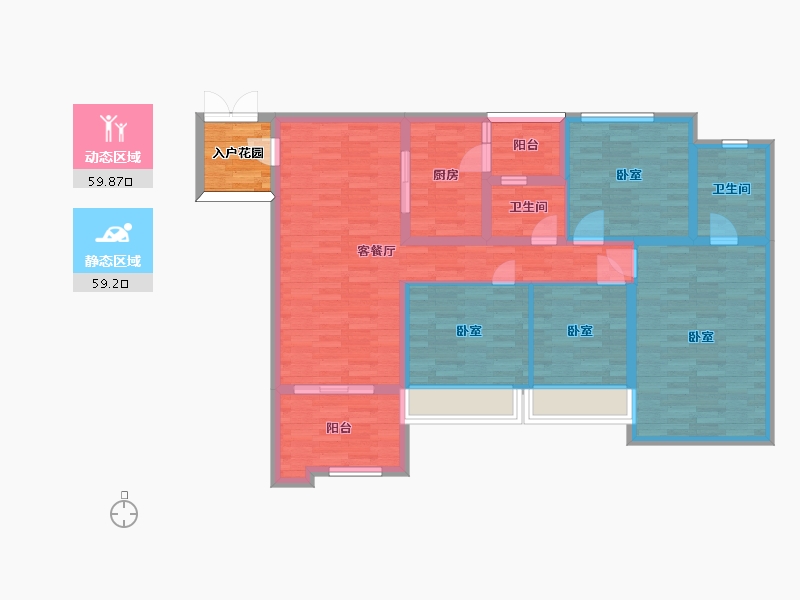 广东省-广州市-东方名都23栋138m²-110.17-户型库-动静分区