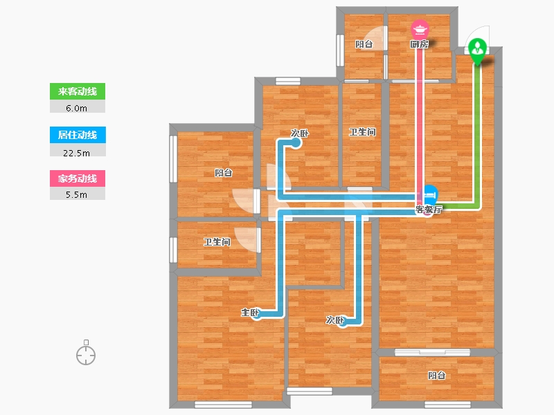 广东省-广州市-公园里（春晓花园）5栋,7栋126m²-100.56-户型库-动静线